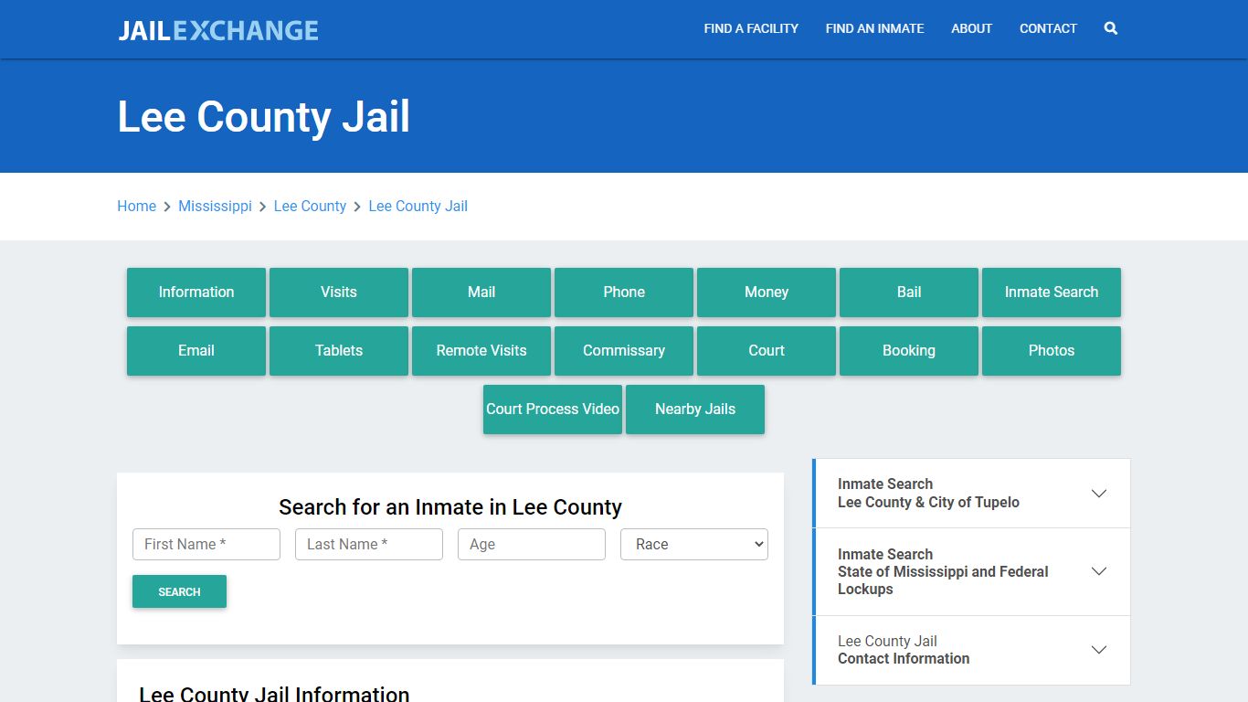 Lee County Jail Roster Lookup, MS, Inmate Search - Jail Exchange