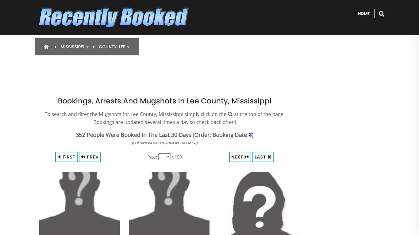 Bookings, Arrests and Mugshots in Lee County, Mississippi - Recently Booked