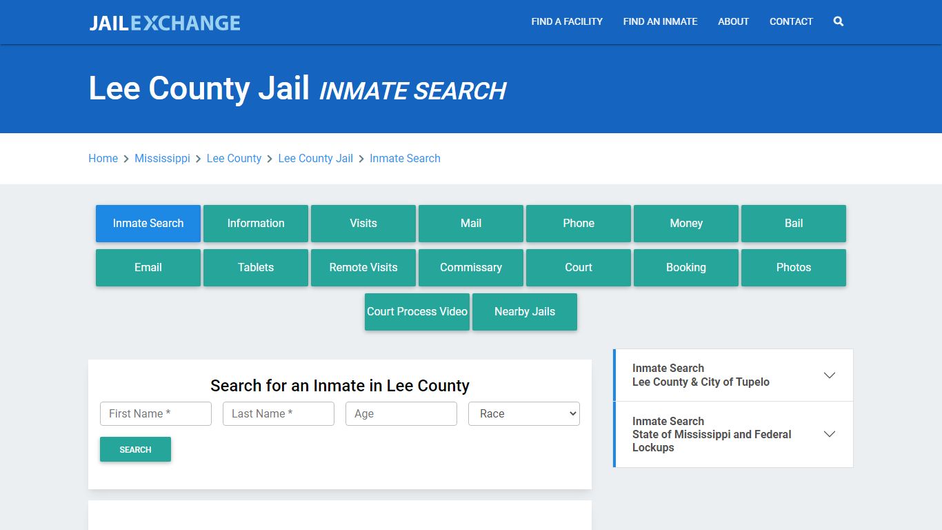 Lee County Jail, MS Inmate Search: Roster & Mugshots