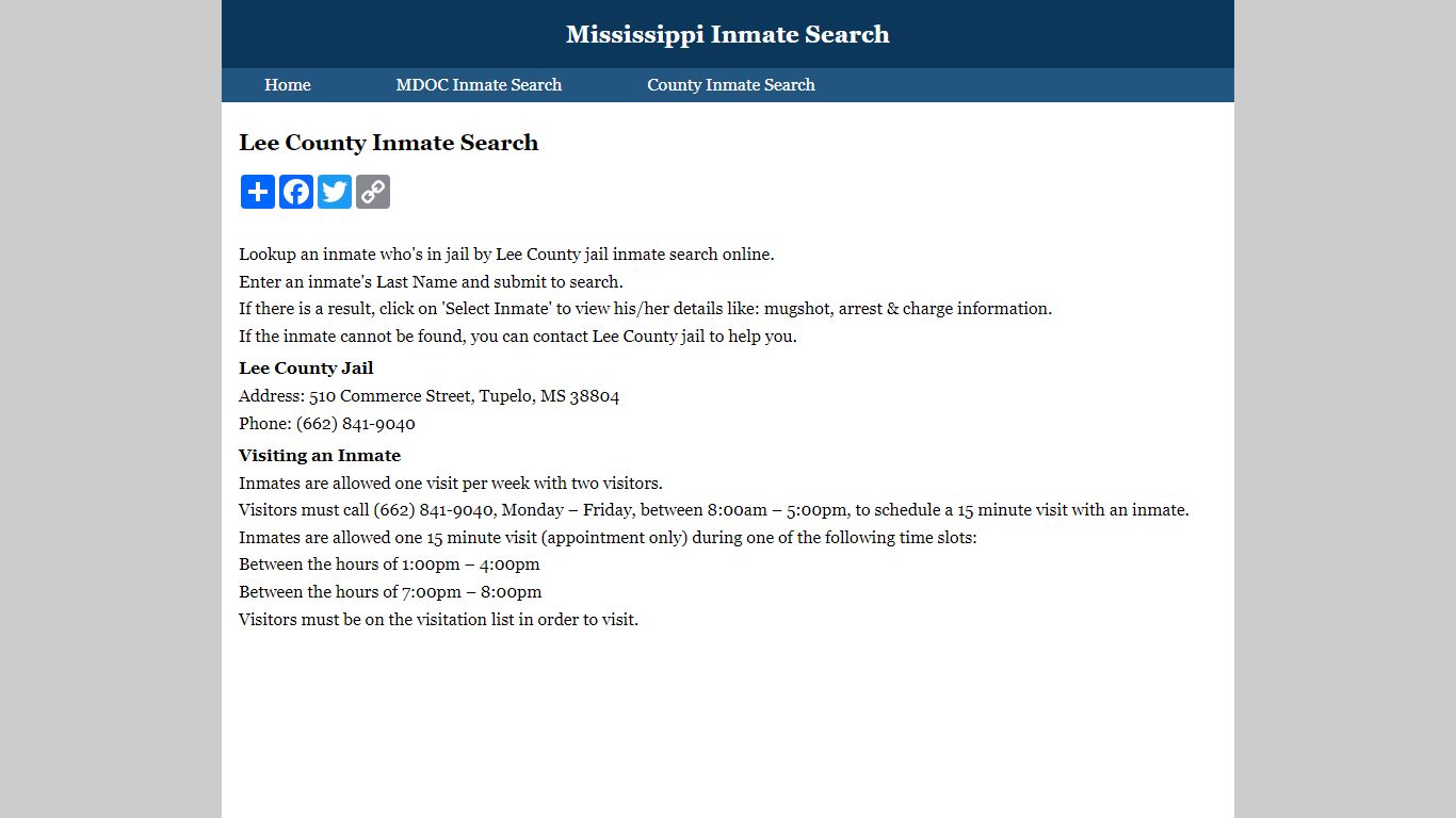 Lee County Inmate Search